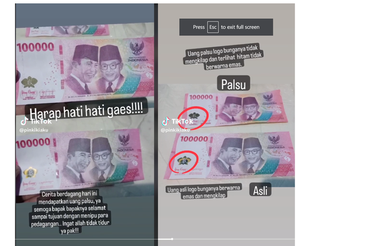 Viral Cara Membedakan Uang Rp 100 Ribu Asli Vs Palsu Dilihat Dari Warna