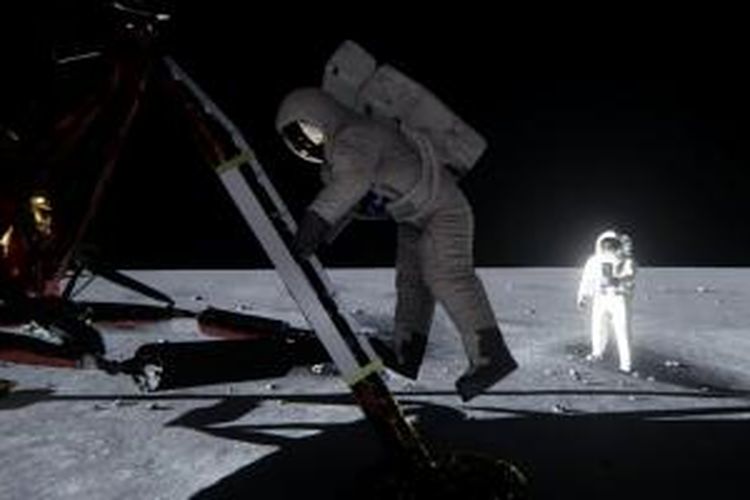 Adegan pendaratan manusia di bulan yang direkayasa kembali oleh Nvidia untuk membuktikan kebenarannya.