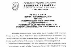 Hasil Sanggah CPNS 2019 Pemprov Jatim Diumumkan, Cek Informasinya!