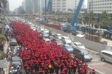 Buruh Penuhi Jalan, Bundaran HI Menuju Istana Ditutup Sementara