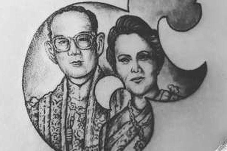 Salah satu desain tatto yang menggambarkan wajah Raja Bhumibol dan sang istri.