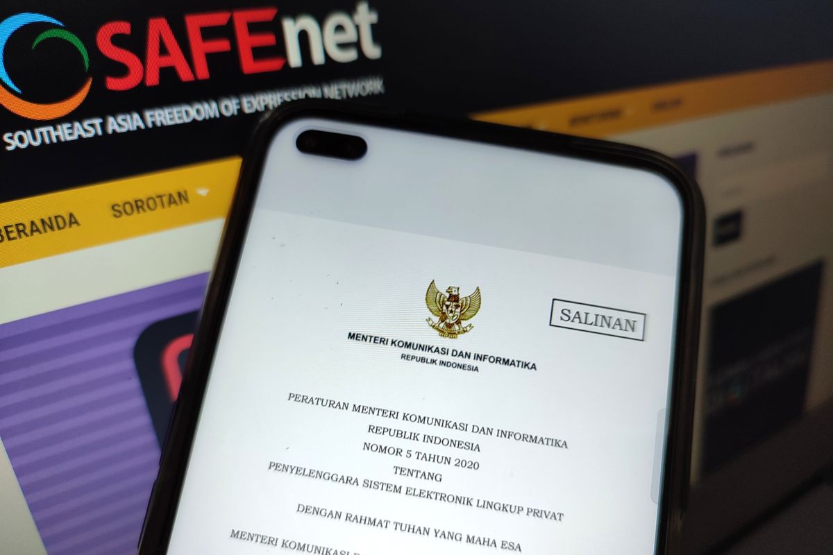 Safenet mendesak Kominfo untuk mencabut Peraturan Menteri Nomor 5 Tahun 2020 tentang Penyelenggara Sistem Elektronik Lingkup Privat.