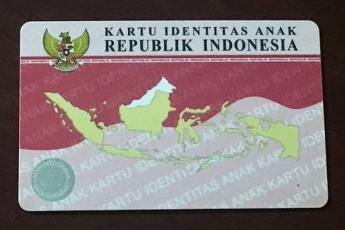 Tampak belakang Kartu Identitas Anak.