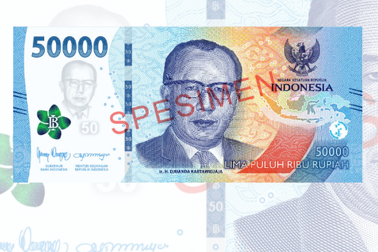 Gambar uang kertas baru emisi 2022 Rp 50.000 bagian depan.