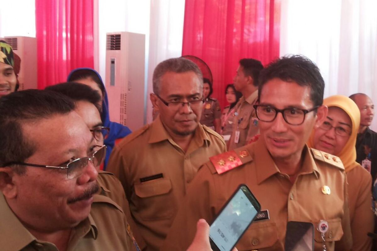 Wakil Gubernur DKI Jakarta Sandiaga Uno di Mapolda Metro Jaya, Senin (13/11/2017).
