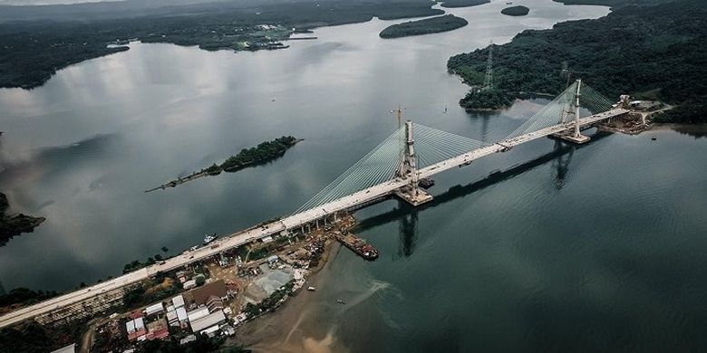 Penampakan Jembatan Pulau Balang setelah tersambung 100 persen.