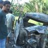 Pikap Hangus Terbakar Usai Tabrak Jembatan, Uang Korban Puluhan Juta Terbakar