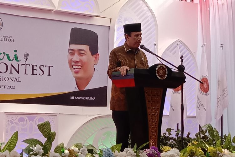 Kepala Badan Nasional Penanggulangan Terorisme (BNPT) Komjen Pol Boy Rafli Amar, saat menghadiri acara di Pesantren Tahfidz Al Quran Cinta Rasulullah Tembelang, Kabupaten Jombang, Jawa Timur, Senin (14/3/2022).