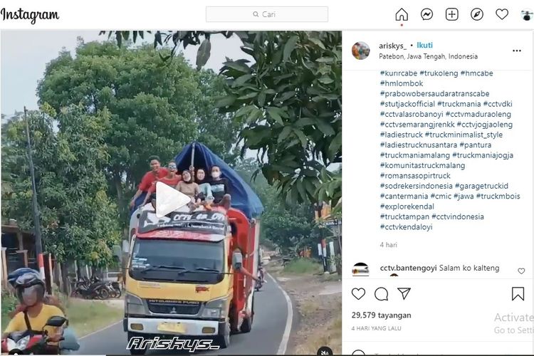 Aksi truk oleng yang terekam di Instagram