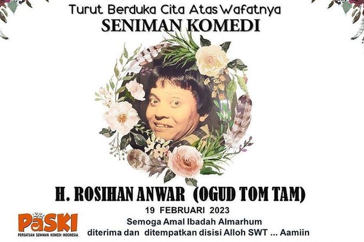 Komedian Rosihan Anwar alias Ogud Tom Tam.