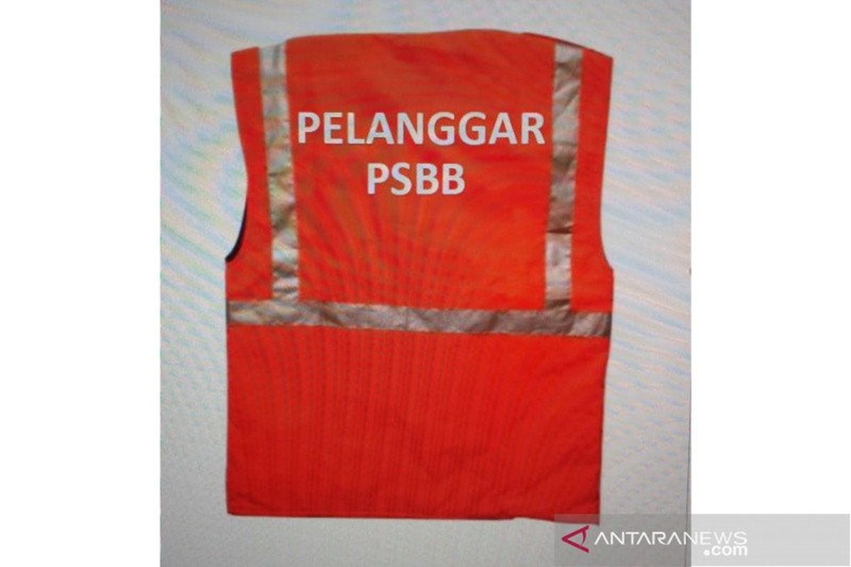 Desain rompi Pelanggar PSBB yang disiapkan oleh Satpol PP Jakarta Pusat menegakan aturan Pergub 41/2020.
