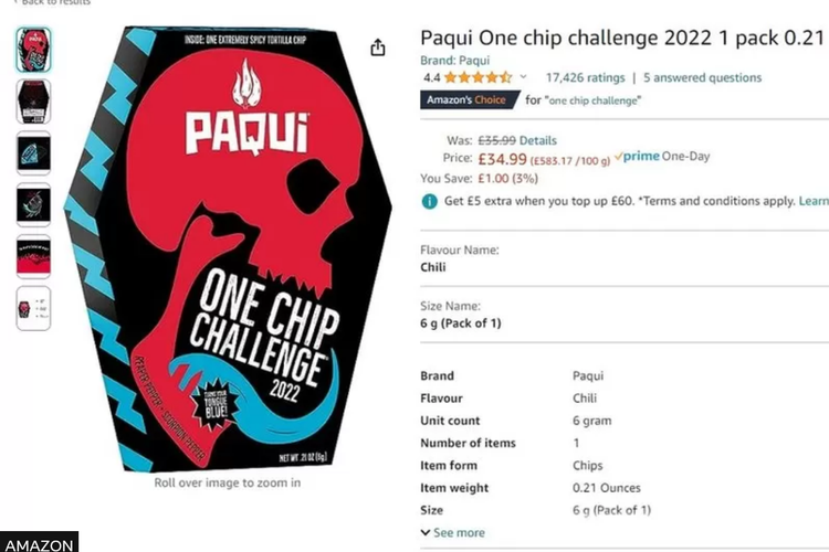 One Chip Challenge Paqui, camilan keripik tortila pedas yang mengandung berbagai cabai terpedas di dunia