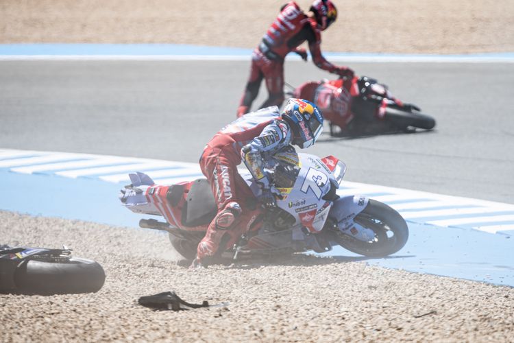 Alex Marquez saat berlaga pada MotoGP Spanyol 2023. Suhu panas di Spanyol Daratan mencapai rekor pada April 2023.