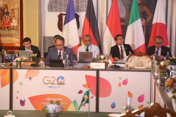 International Economic Cooperation Coordination Deputy at the Coordinating Ministry for Economic Affairs Edi Prio Pambudi during the India G20 Presidency's Sherpa discussion in India, Sunday, December 4, 2022.