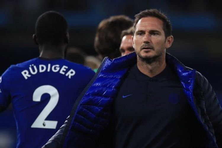 Frank Lampard seusai laga Chelsea vs Norwich City pada pekan ke-36 Liga Inggris 2019-2020.