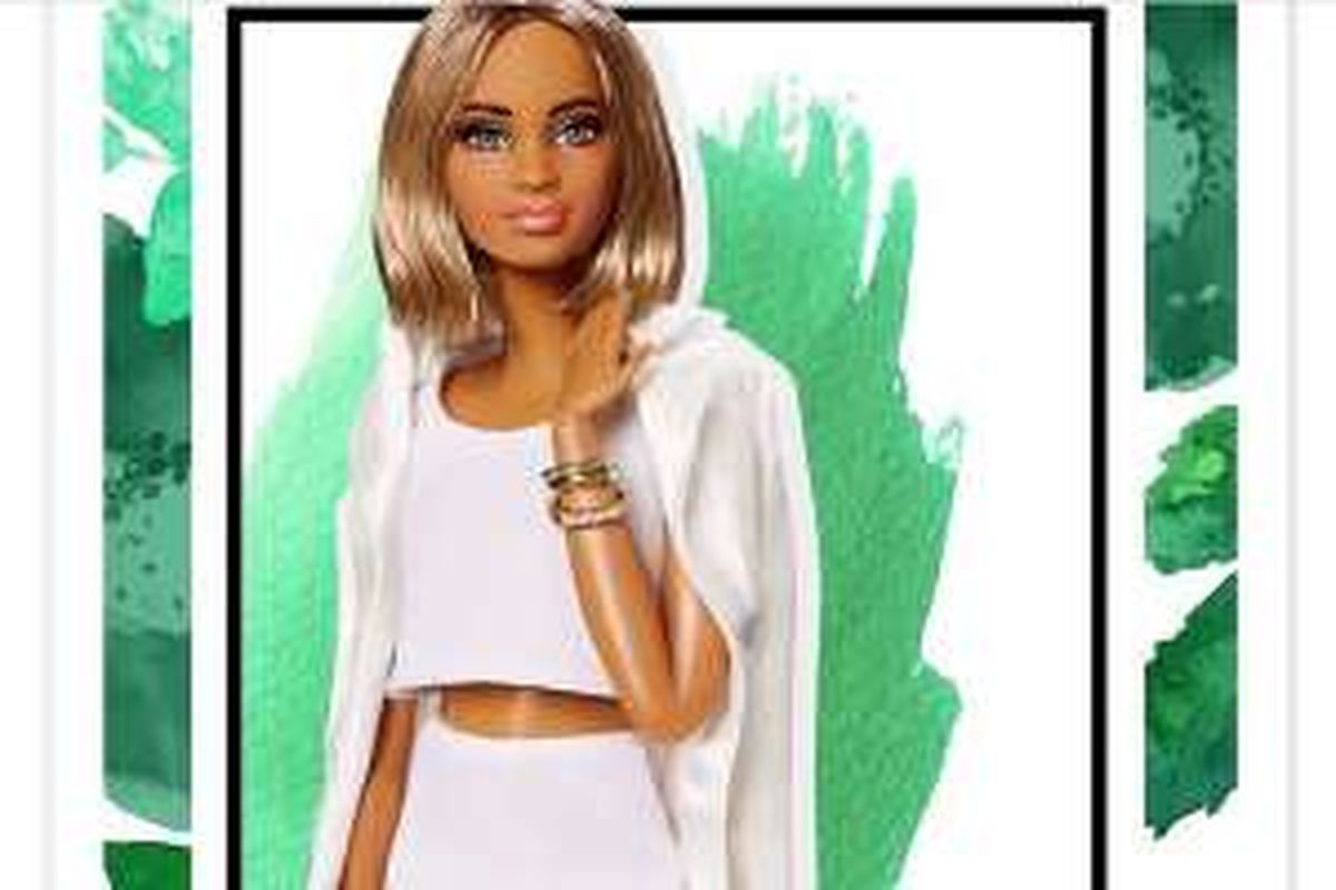 Gaya rambut medium bob boneka Barbie karya Jane Atkin. 