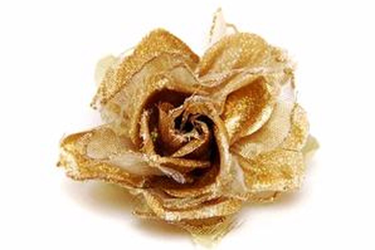 Bros bunga dari cangkang kepompong ulat sutra emas (Ilustrasi).