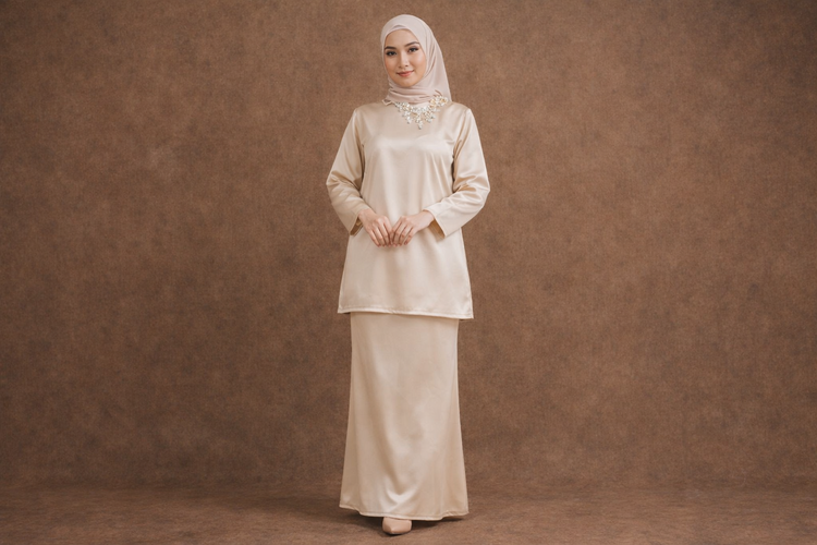 Baju Kurung Satin Polos yang Minimalis Elegan