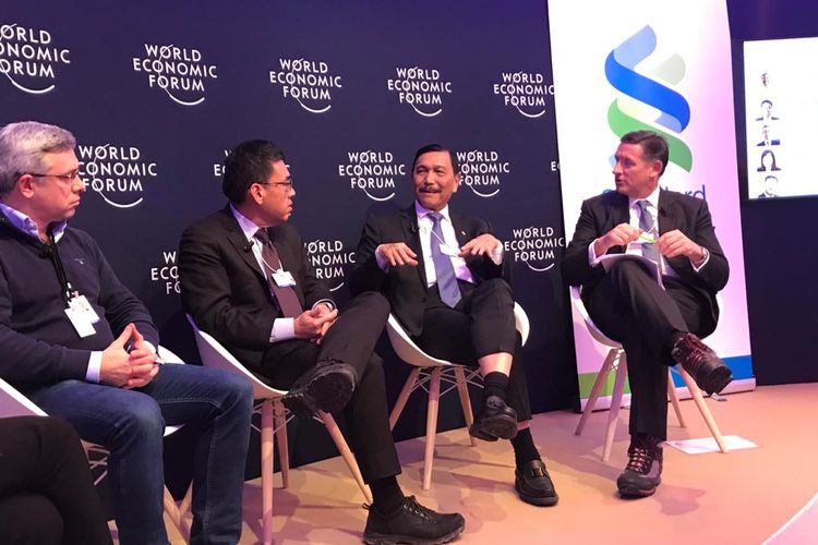 Menko Maritim dan Investasi Luhut Binsar Pandjaitan dalam pertemuan World Economic Forum (WEF) yang berlangsung di Davos, Swiss, Jumat (24/1/2020)