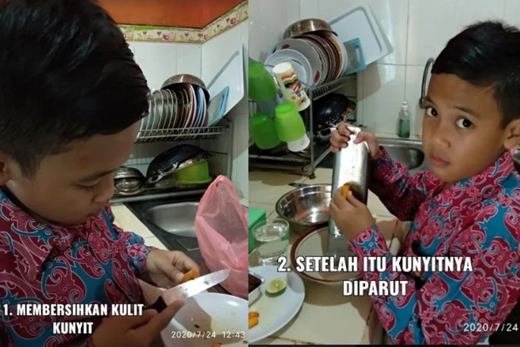 Siswa kelas VI SDN 004 Tanah Grogot, Kalimantan Timur, sedang praktik membuat jamu di rumah saat belajar manfaat tanaman vegetatif. Pembelajaran aktif seperti ini sangat relevan untuk melatih kecakapan hidup siswa.