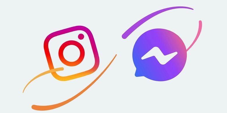 Ilustrasi Instagram dan Facebook Messenger