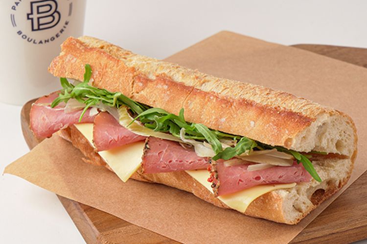 Pastrami Baguette Sandwich, one of the Paris Baguette sandwich menus.