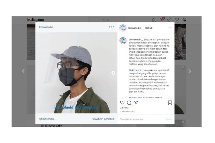 Tangkapan layar soal cara membuat face shield dari ITB