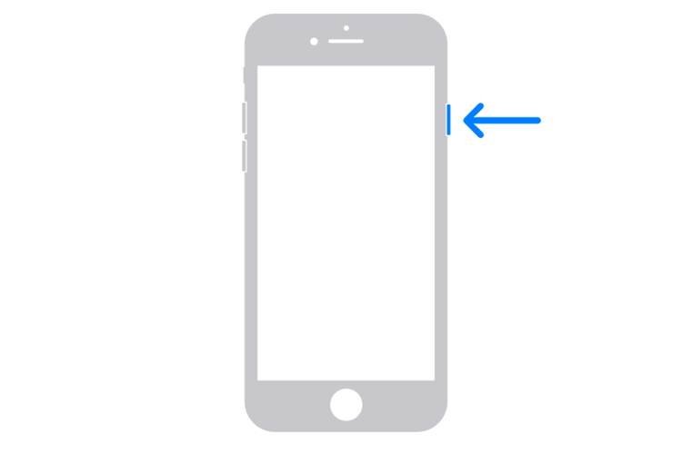 Ilustrasi cara mematikan iPhone untuk model Touch ID, seperti iPhone 6, iPhone 7, dan iPhone 8.