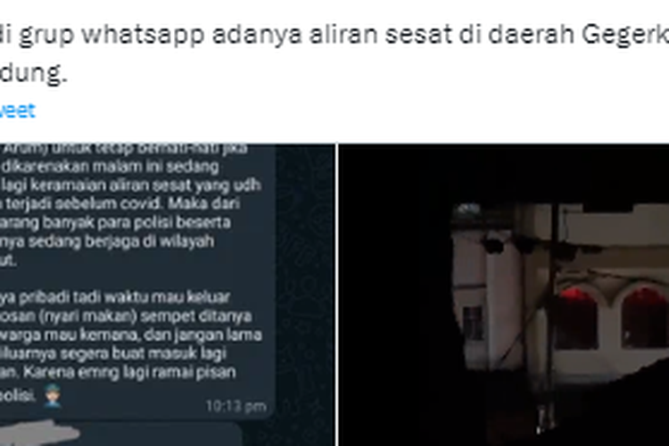 Tangkapan layar twit soal video disebut kegiatan aliran sesat di Gegerkalong, Bandung