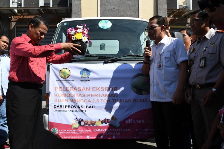Menteri Pertanian Andi Amran Sulaiman melepas ekspor komoditas pertanian buah mangga dari Provinsi Bali, Rabu (7/8/2019).