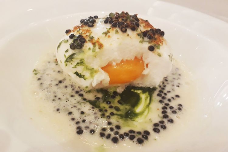 Soufflated Farm Egg with Truffle and Caviar.