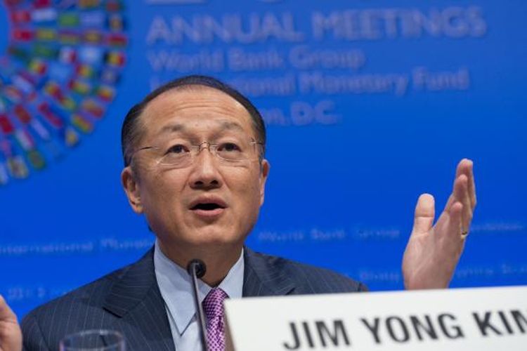 Presiden Bank Dunia Jim Yong Kim, berpidato di pertemuan tahunan Bank Dunia dan Dana Moneter Internasional (IMF) di Washington, Jumat (11/10/2013).