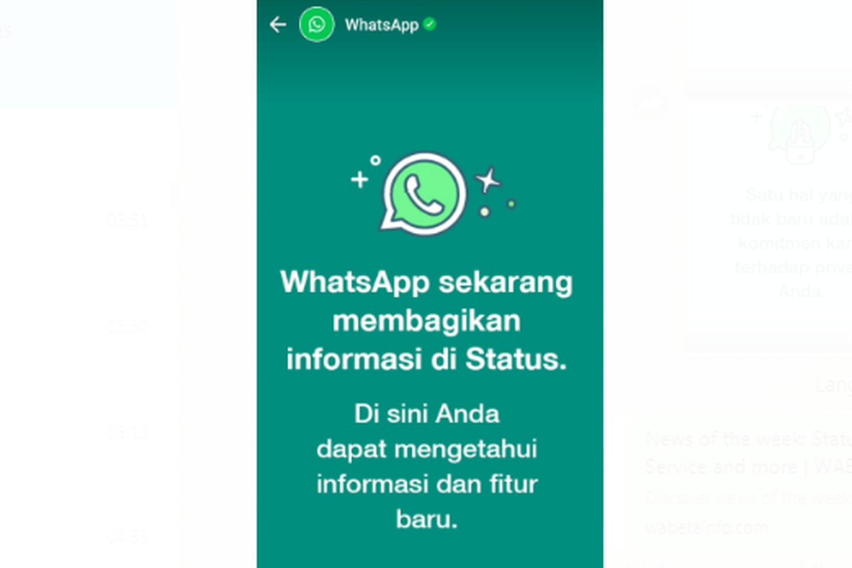 WhatsApp mulai kirimkan informasi ke pengguna melalui Status