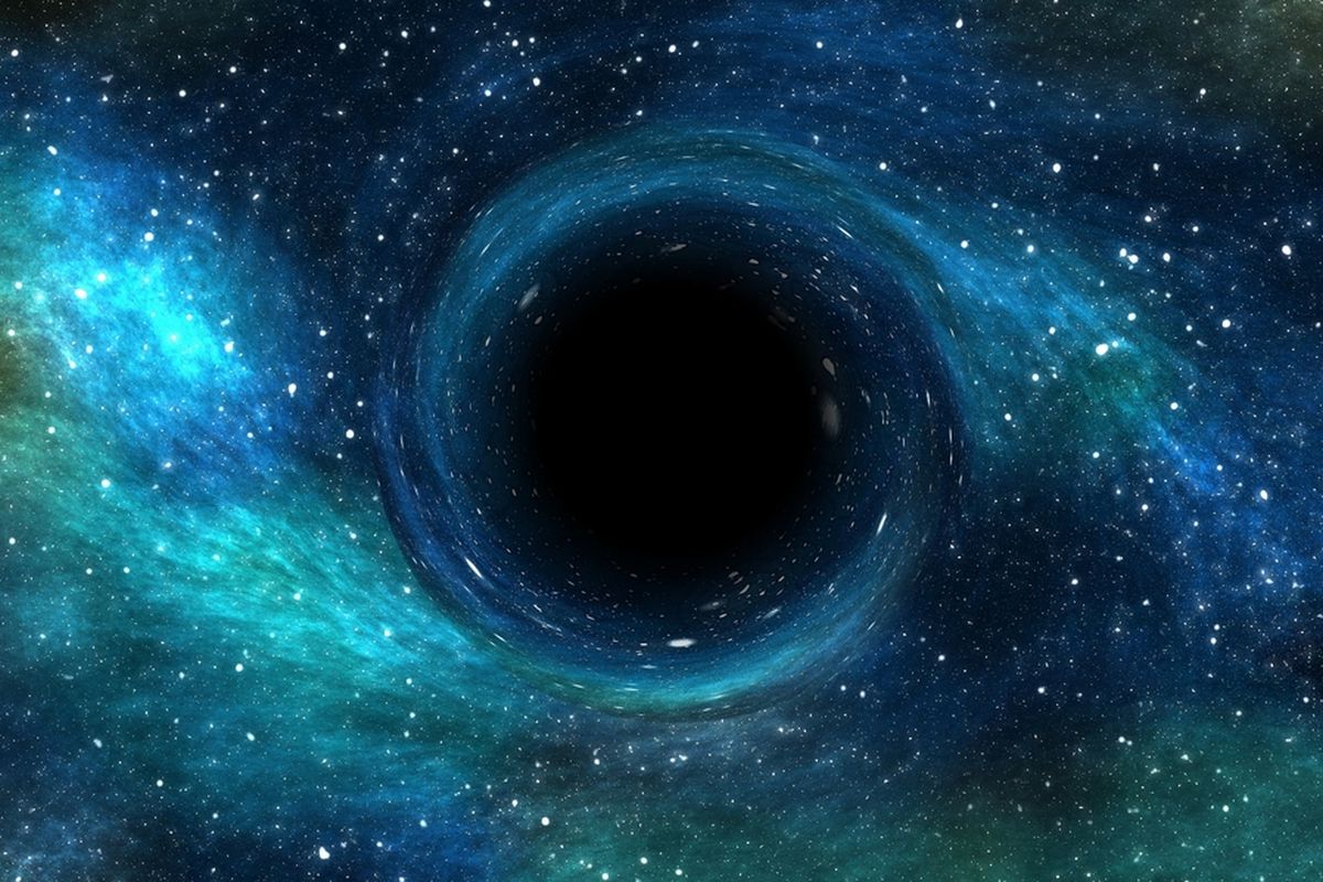 Ilustrasi lubang hitam di suatu galaksi.