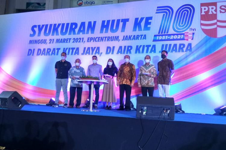 Susanya perayaan ulang tahun PB PRSI yang ke-70 yang dihelat di The Oval, Epiwalk Mall, Jakarta, pada Minggu (21/3/2021).
