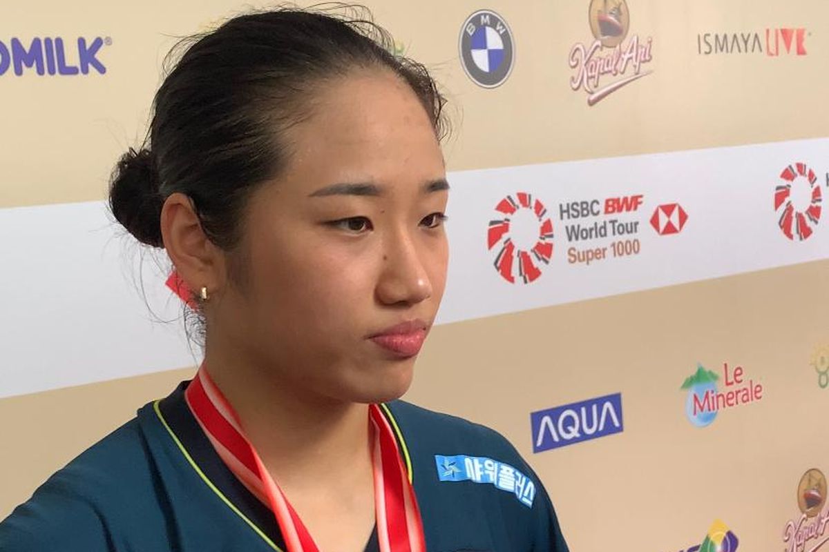 Tunggal putri Korea Selatan, An Se-young, mengaku menyesal tidak mampu juara Indonesia Open 2024 saat ditonton pelatih timnas Indonesia, Shin Tae-yong, di Istora Senayan, Jakarta, pada Minggu (9/6/2024).