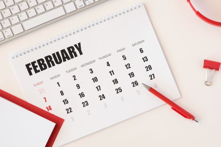Ilustrasi kalender Februari.