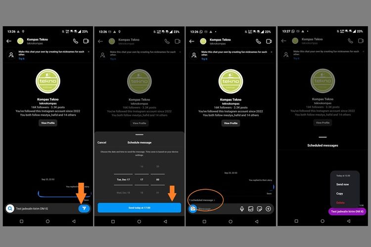 Cara kirim DM Instagram terjadwal