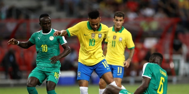 Pertandingan uji coba antara Brasil vs Senegal yang berlangsung di Stadion Nasional Singapura, Kamis (10/10/2019).