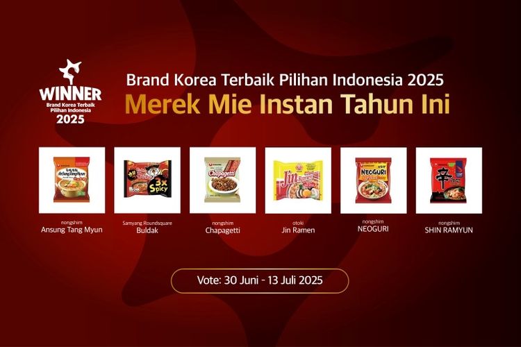 Merek mi instan yang masuk ke dalam nominasi ajang Brand of the Year 2025. 