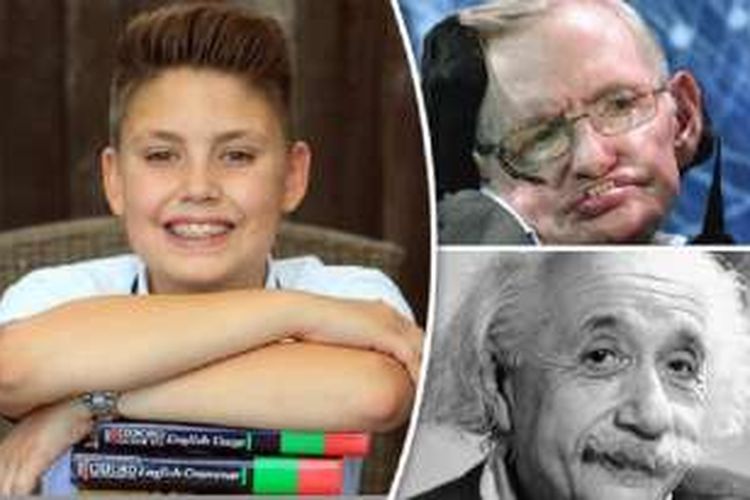 Tingkat kecerdasan Maddison Bowden (kiri) lebih tinggi dari Hawking (atas atas), dan Albert Einstein (kanan bawah).