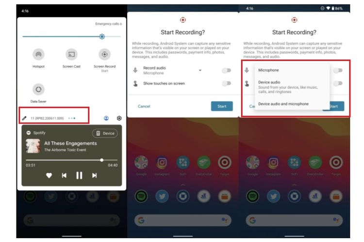 Cara merekam layar di Android 11