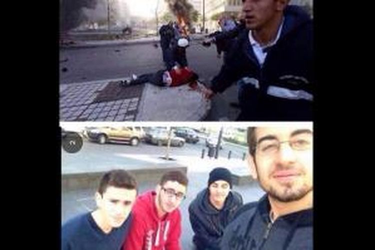 Foto selfie yang memperlihatkan salah satu korban bom di Beirut sesaat sebelum kejadian pada Jumat (27/12/2013) menyebar di Facebook dan Twitter.