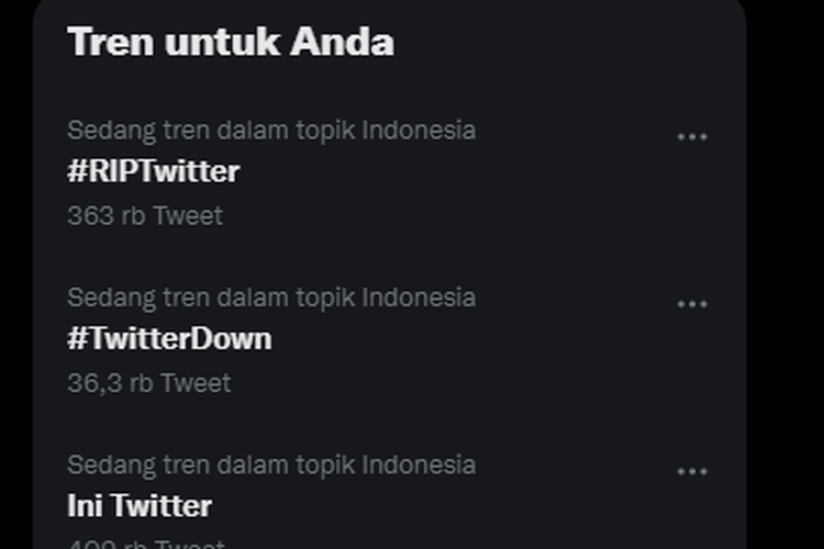 Tangkapan layar trending twitter hari ini, Jumat (18/11/2022) pukul 11.36 WIB.