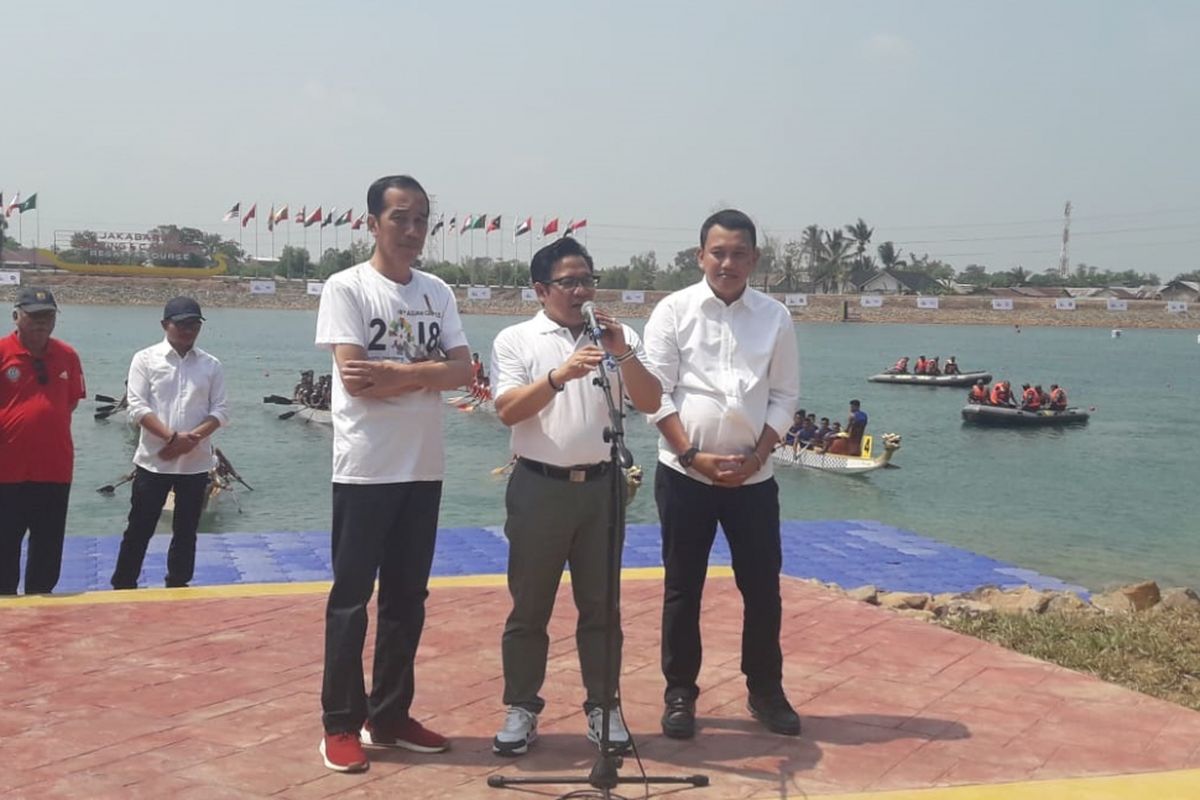 Presiden Republik Indonesia Joko Widodo meresmikan Jakabaring Sport City Center, Sabtu (14/7/2018).