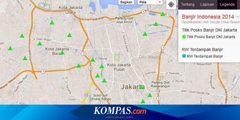 Peta Resmi Google Sajikan Titik Banjir Jakarta