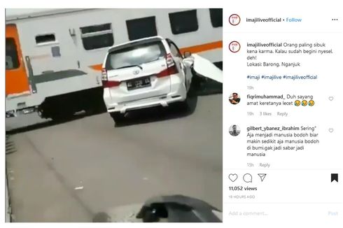 Viral Mobil Tersambar Kereta Api di Nganjuk, Ini Penjelasannya