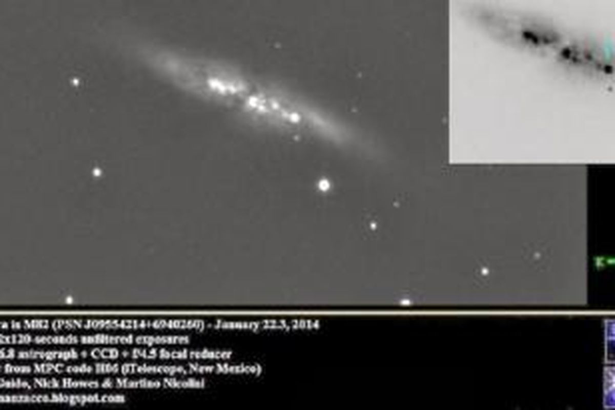 Supernova di M82 yang diamati oleh Ernesto Guido, Nick Howes & Martino Nicolini.