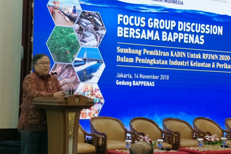 Menteri Perencanaan Pembangunan Nasional Bambang Brojongoro di Kantor Bappenas, Jakarta, Rabu (14/11/2018)