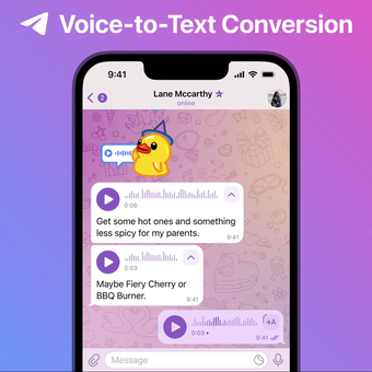 Pelanggan Telegram Premium dapat mengonversi pesan suara menjadi pesan teks secara otomatis.